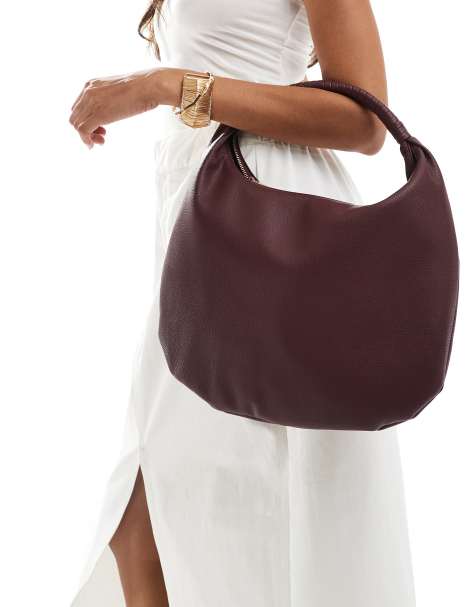 Glamorous large shoulder bag in burgundy - view 1