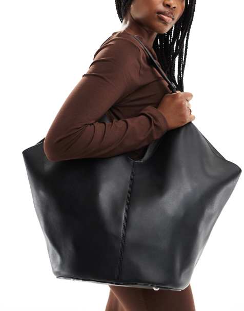 Glamorous large slouch tote bag in black - view 1