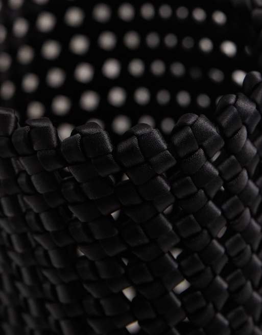 Glamorous large woven tote bag in black, 4 of 4