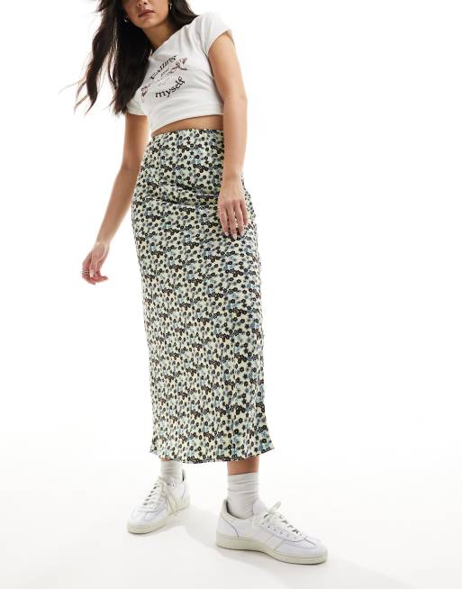 Glamorous – Lejąca spódnica maxi w drobny kwiatowy wzór retro