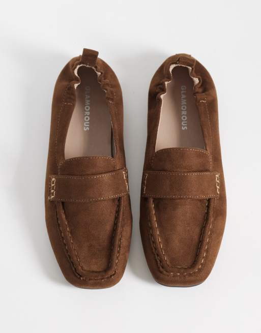 Glamorous – Loafer aus Wildlederimitat in Braun, 2 von 4