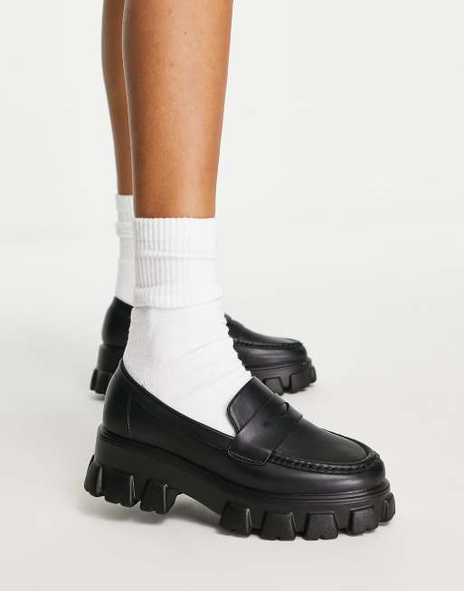Glamorous - Loafers met dikke zool en brede pasvorm in zwart, 3 van 4