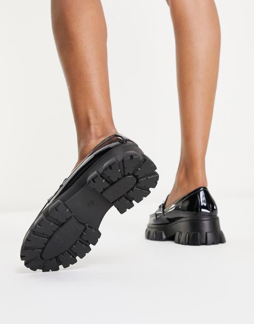 Glamorous - Loafers met dikke zool en gouden gesp in zwart , 2 van 4