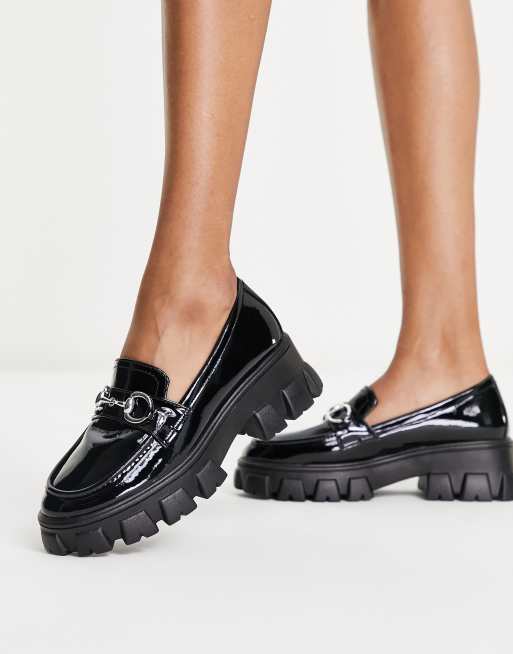Glamorous - Loafers met dikke zool en gouden gesp in zwart , 4 van 4