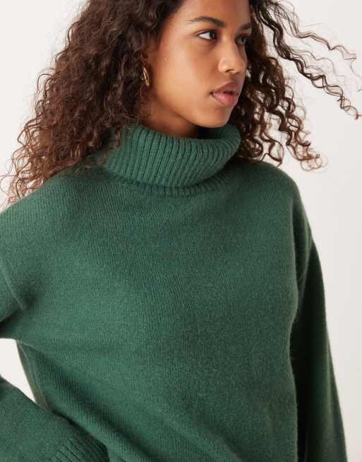 Glamorous – Lockerer Strickpullover in Schulgrün mit Rollkragen ASOS
