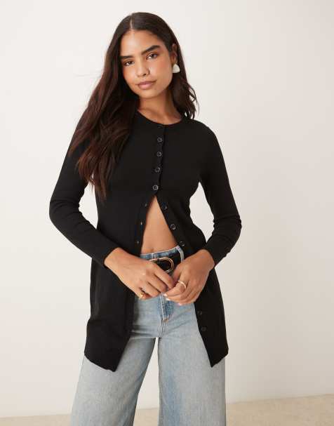 Glamorous long line cardigan in black