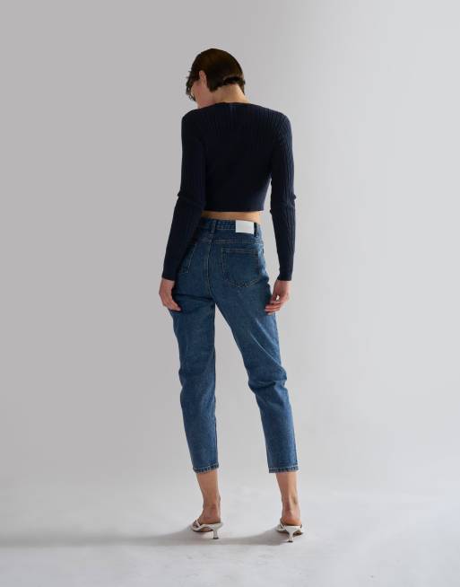 Glamorous Long sleeve crop cardigan in navy, 3 of 4