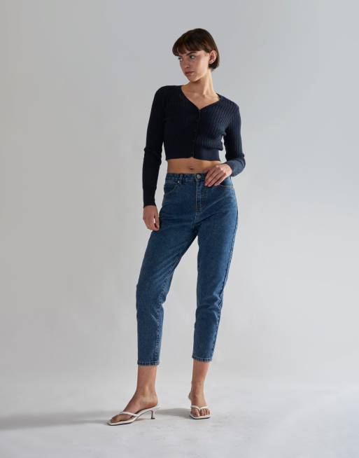 Glamorous Long sleeve crop cardigan in navy, 4 of 4