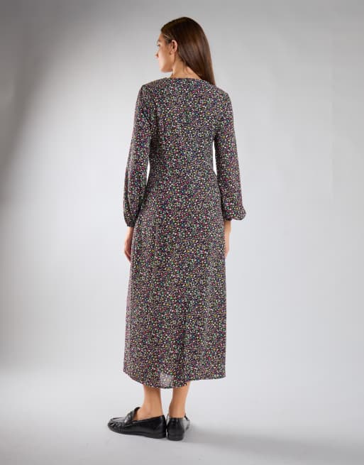 Glamorous Long sleeve mixi dress in multi splodge floral, 2 of 4