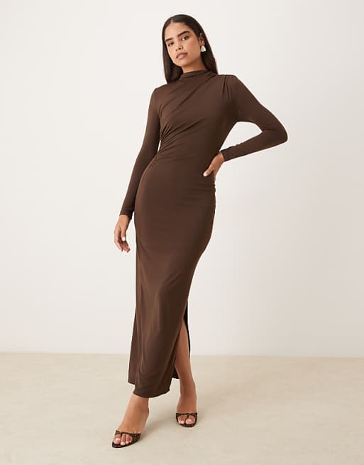 long bodycon dress long sleeve Mushroom / 10 Soft lounge dress Mesh Long Sleeves Bodycon Dress