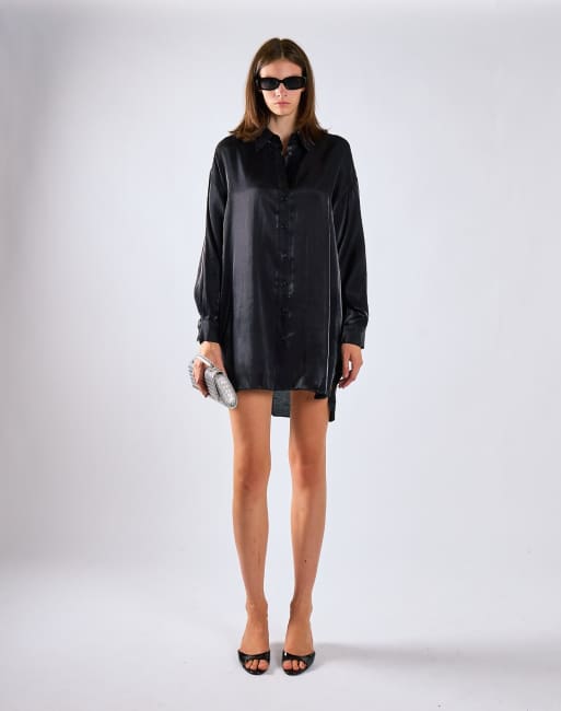 Glamorous Long-sleeve shirt dress in black, 2 of 4