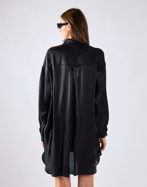 Glamorous Long-sleeve shirt dress in black, 3 of 4