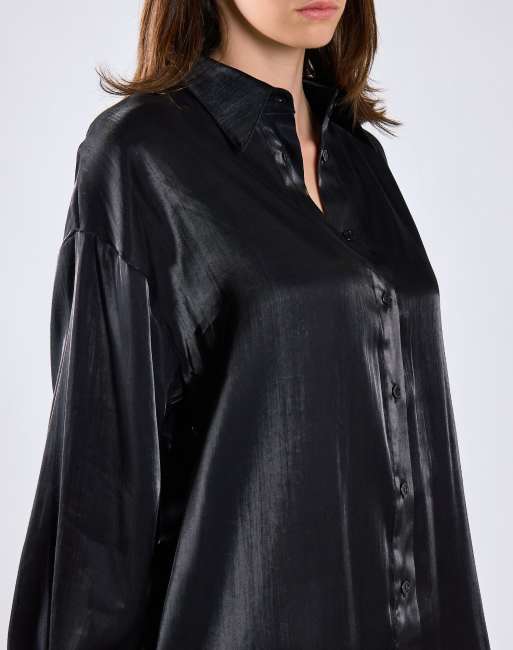 Glamorous Long-sleeve shirt dress in black, 4 of 4