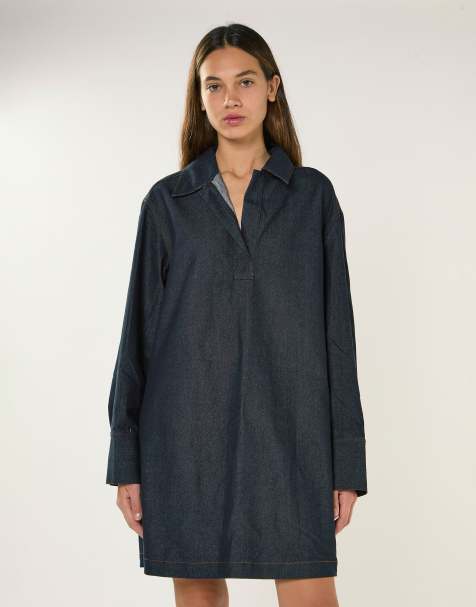 Glamorous Long sleeve shirt dress in dark indigo
