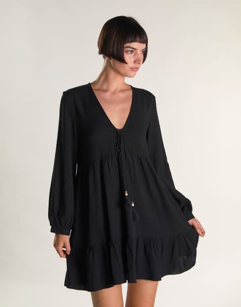 Glamorous Long sleeve smock dress in black - view 1