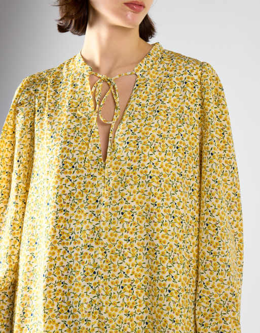 Glamorous Long sleeve smock dress in citron ditsy floral, 4 of 4