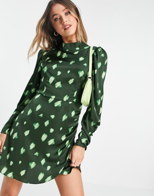 Glamorous green store polka dot dress