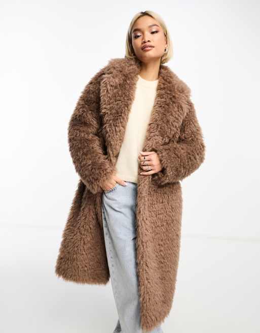 Furry long outlet coat