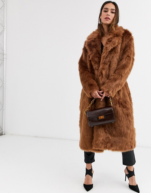 Glamorous longline faux fur coat