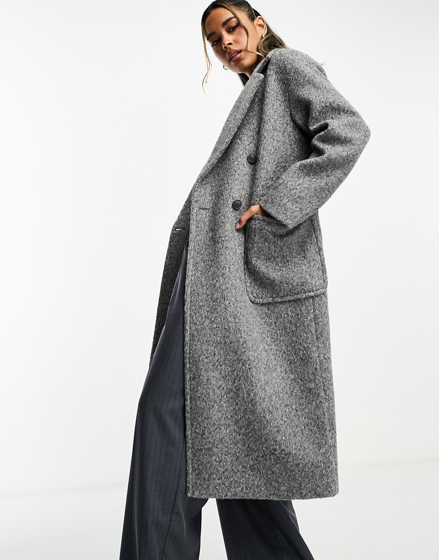 Glamorous longline relaxed coat in brushed grey marl