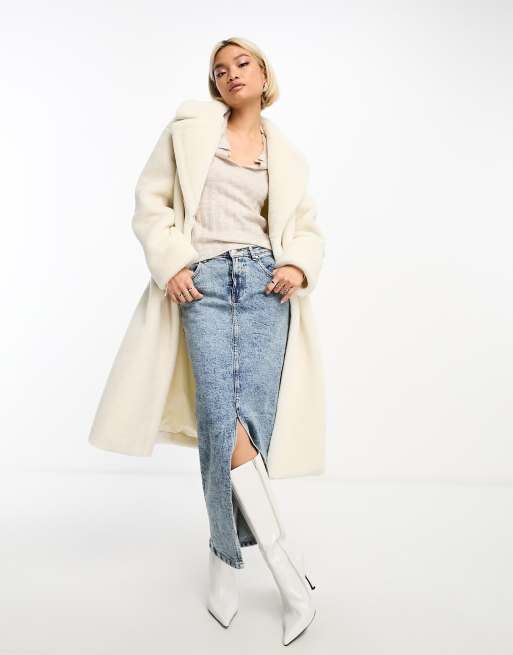 Ever New Hooded Faux Fur Coat in Winter White