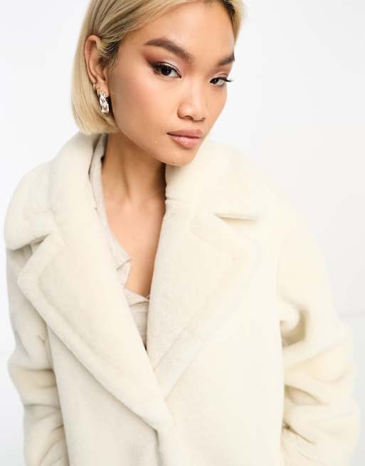 Ever New Hooded Faux Fur Coat in Winter White