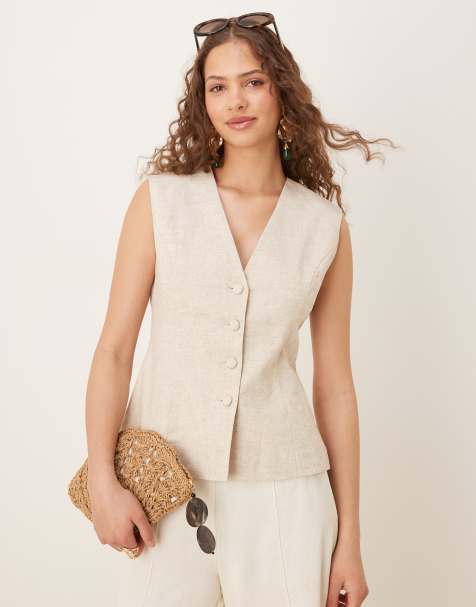 Glamorous longline waistcoat in natural