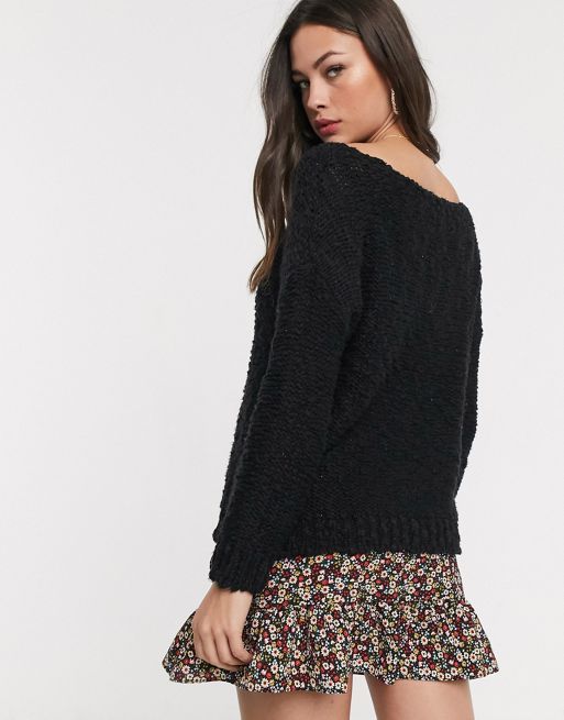 Glamorous loose knit jumper in black