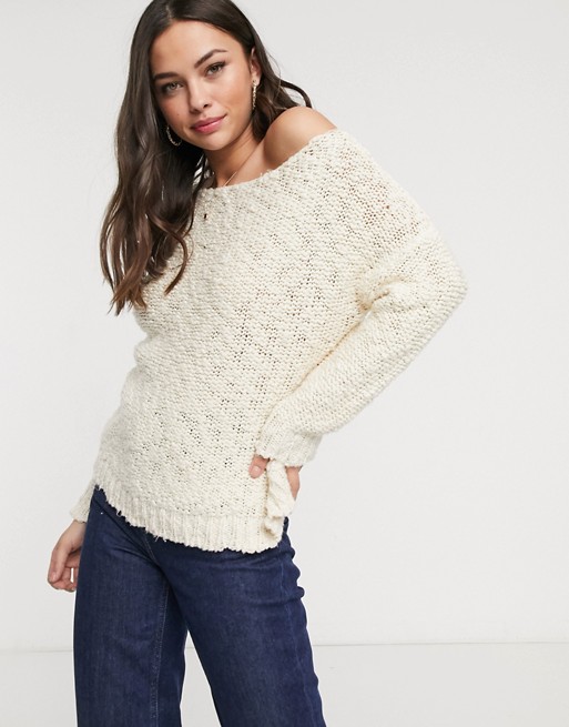 Glamorous loose knit jumper in cream