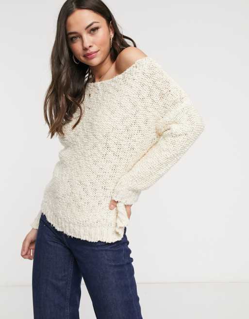Glamorous loose knit jumper in cream ASOS