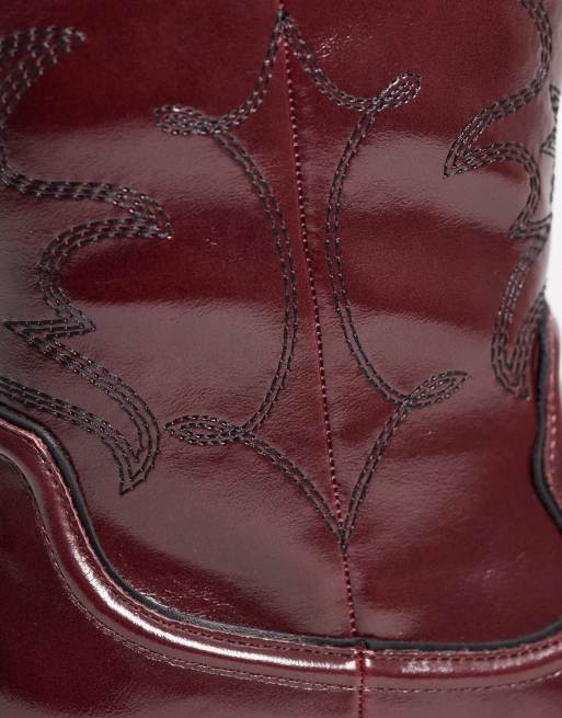 Glamorous low ankle western boots in burgundy, 2 of 4