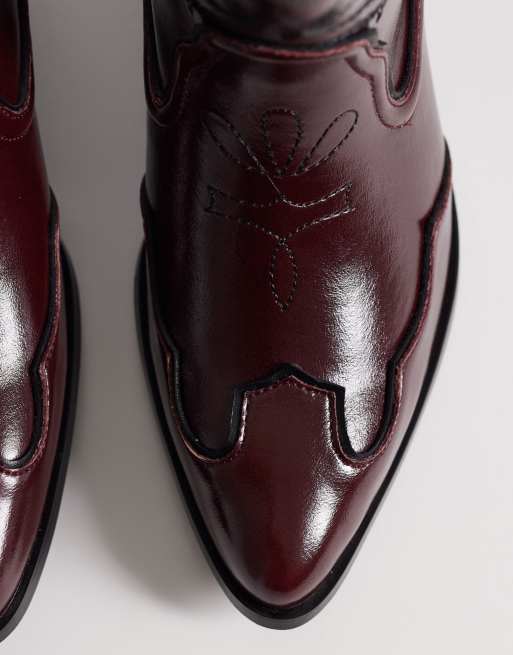 Glamorous low ankle western boots in burgundy, 3 of 4