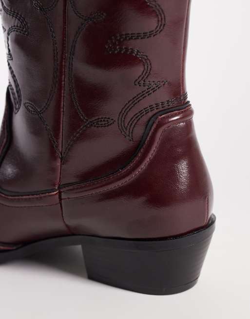 Glamorous low ankle western boots in burgundy, 4 of 4