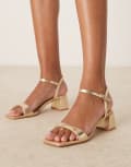 [Glamorous] Glamorous low block heeled sandals in gold 41 GOLD