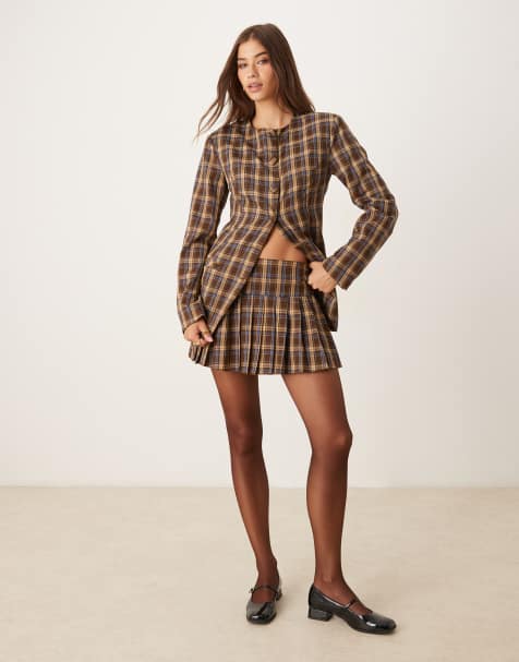 Glamorous low rise mini skirt in multi check (part of a set) - view 1