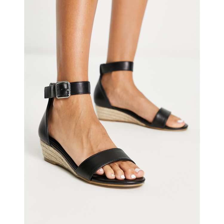 ZARA NEW WOMAN FAUX PATENT WEDGE SANDALS STRAPPY BLACK 35-42 1384/210