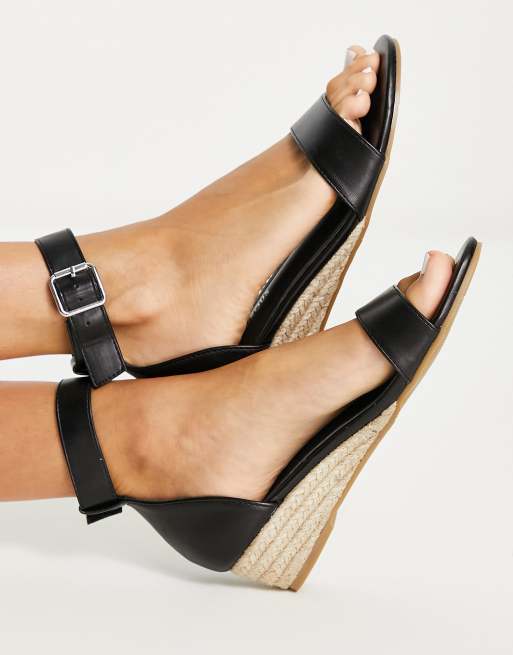 Leather low wedge online sandals