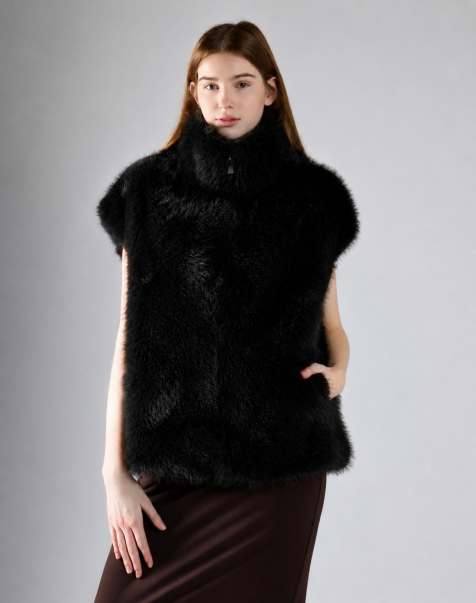 Glamorous Luxe faux fur gilet in black - view 1