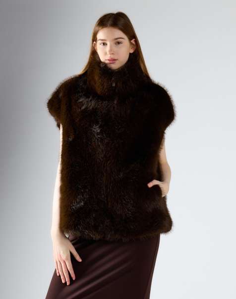 Glamorous Luxe faux fur gilet in deep brown - view 1