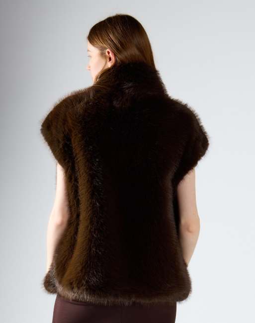 Glamorous Luxe faux fur gilet in deep brown, 4 of 4