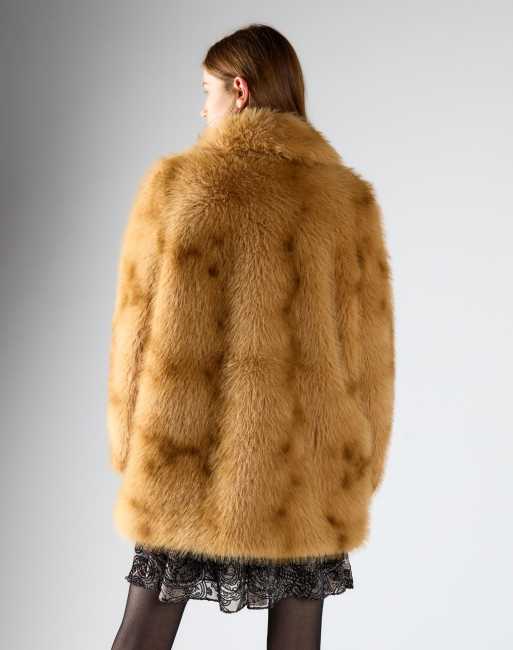Glamorous Luxe faux fur longline coat in tan mottled fur, 2 of 4