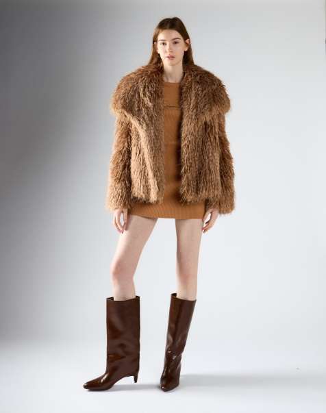Glamorous Luxe shaggy faux fur jacket in light brown fur - view 1