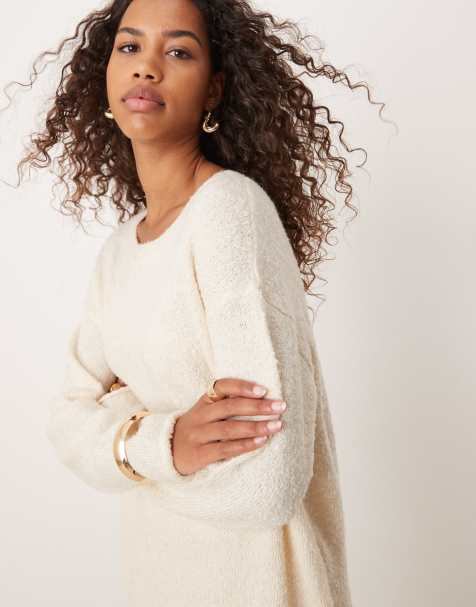 Glamorous - Maglione basic crema a coste in coordinato - view 1