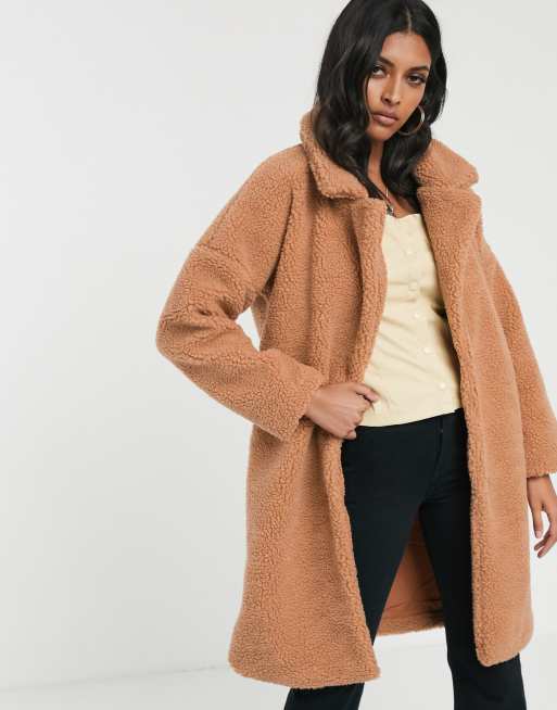 Manteau peluche camel new arrivals