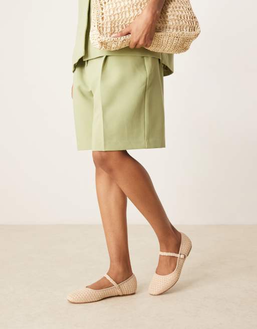 Glamorous mary jane ballet flats in raffia