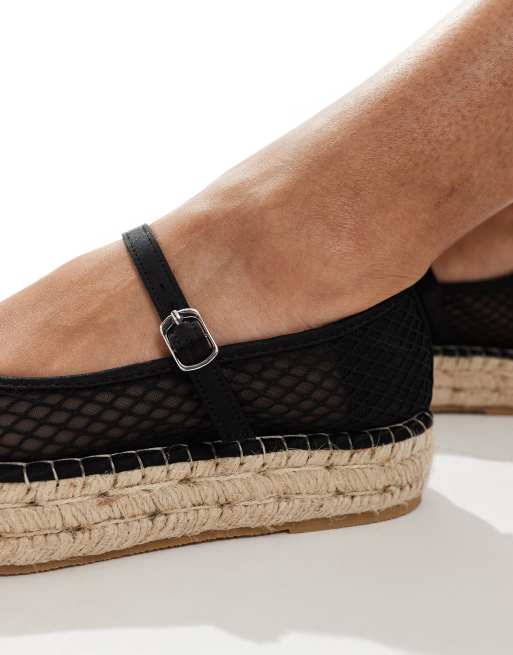 Glamorous – Mary-Jane-Espadrilles aus Netzstoff in Schwarz, 2 von 4