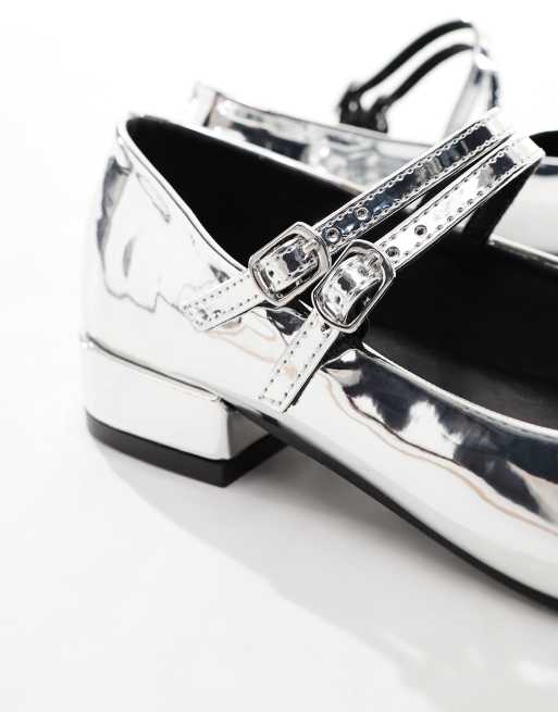 Glamorous - Mary Jane schoenen met dubbele bandjes in zilver, 3 van 4