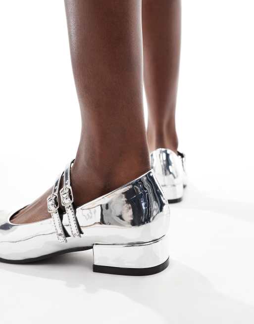 Glamorous - Mary Jane schoenen met dubbele bandjes in zilver, 4 van 4