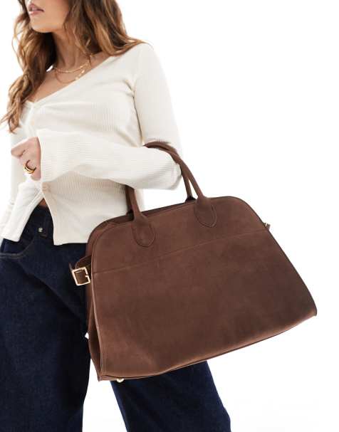 Glamorous - Maxi borsa a mano in camoscio sintetico marrone - view 1
