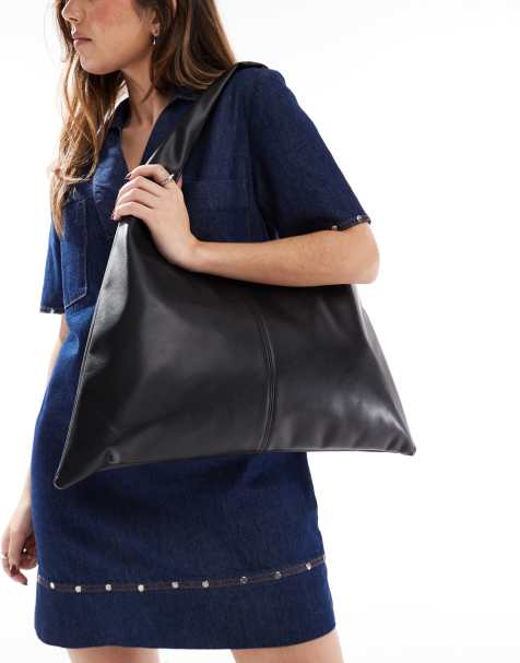 Glamorous - Maxi borsa da spalla a trapezio nera - view 1